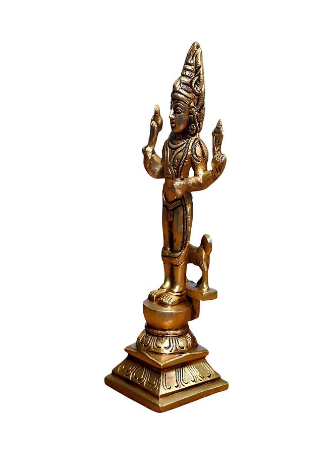 SHANTI Brass Kaal Bhairav Idol، Bhairava/Bhairo Baba مع كلب، تمثال Bhairav لبوجا، ديكور المنزل، ارتفاع القطعة الفنية: - 6.1 بوصة - Image 2